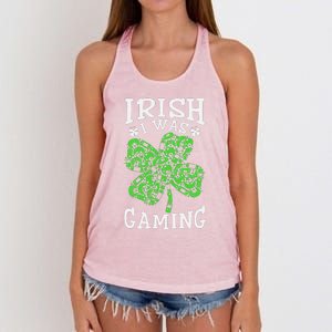 Funny St Patricks Day Funny Gamer Shamrock Video Games Lover Women's Knotted Racerback Tank