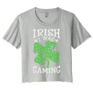 Funny St Patricks Day Funny Gamer Shamrock Video Games Lover Women's Crop Top Tee