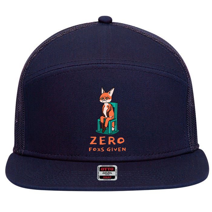 Funny Sarcastic Pun ZERO FOXS GIVEN, 7 Panel Mesh Trucker Snapback Hat