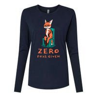 Funny Sarcastic Pun ZERO FOXS GIVEN, Womens Cotton Relaxed Long Sleeve T-Shirt