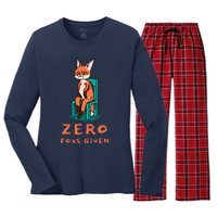 Funny Sarcastic Pun ZERO FOXS GIVEN, Women's Long Sleeve Flannel Pajama Set 