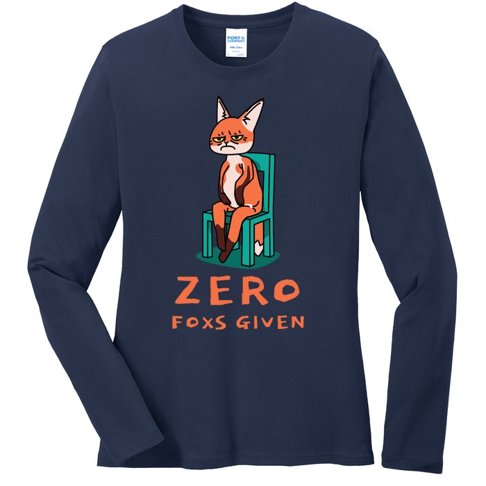 Funny Sarcastic Pun ZERO FOXS GIVEN, Ladies Long Sleeve Shirt