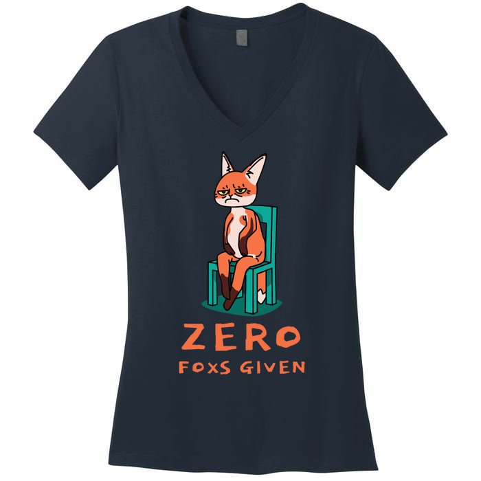 Funny Sarcastic Pun ZERO FOXS GIVEN, Women's V-Neck T-Shirt