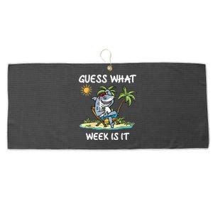 Funny Shark Party Beach Guess What Week Is It Lover Shark Large Microfiber Waffle Golf Towel