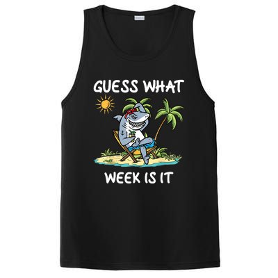 Funny Shark Party Beach Guess What Week Is It Lover Shark PosiCharge Competitor Tank