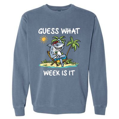 Funny Shark Party Beach Guess What Week Is It Lover Shark Garment-Dyed Sweatshirt