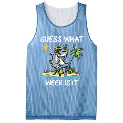 Funny Shark Party Beach Guess What Week Is It Lover Shark Mesh Reversible Basketball Jersey Tank