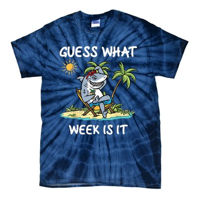 Funny Shark Party Beach Guess What Week Is It Lover Shark Tie-Dye T-Shirt