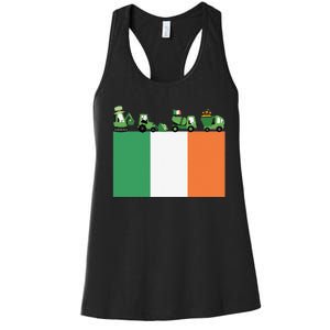 Funny Saint Patrick's Day Excavator Construction Workers Women's Racerback Tank