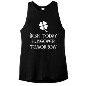 Funny St Patricks Day Irish Today Hungover Tomorrow Ladies PosiCharge Tri-Blend Wicking Tank