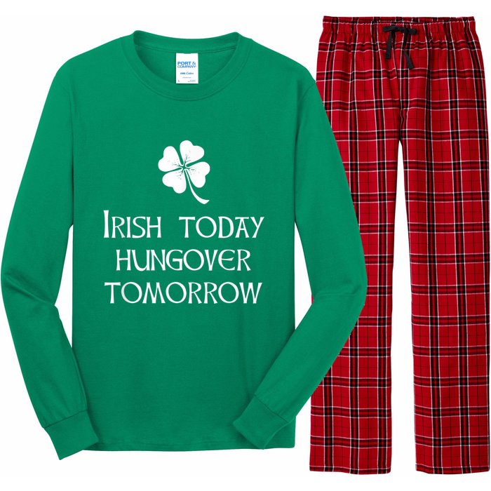 Funny St Patricks Day Irish Today Hungover Tomorrow Long Sleeve Pajama Set