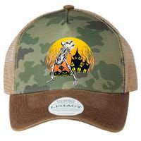 Funny Skeleton Playing Guitar Pumpkin Happy Halloween Vibes Legacy Tie Dye Trucker Hat