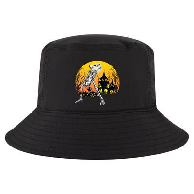 Funny Skeleton Playing Guitar Pumpkin Happy Halloween Vibes Cool Comfort Performance Bucket Hat