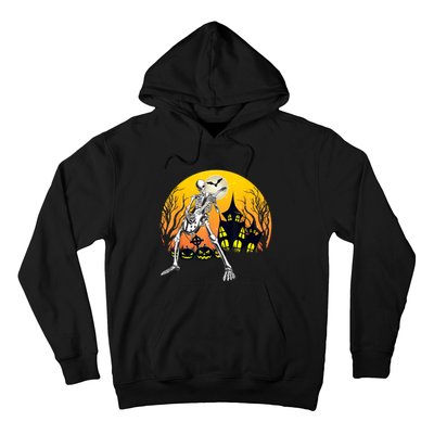 Funny Skeleton Playing Guitar Pumpkin Happy Halloween Vibes Hoodie