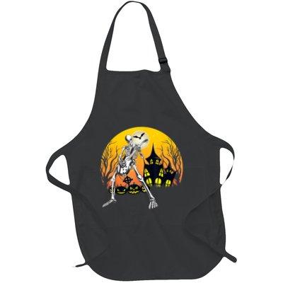 Funny Skeleton Playing Guitar Pumpkin Happy Halloween Vibes Apron