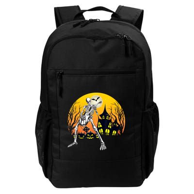 Funny Skeleton Playing Guitar Pumpkin Happy Halloween Vibes Backpack
