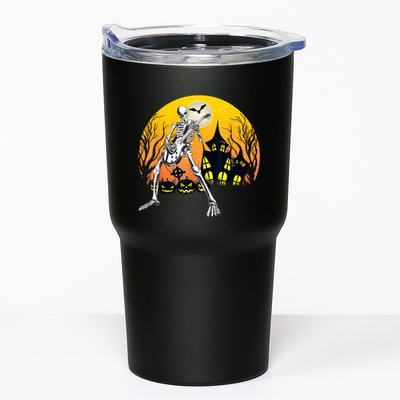 Funny Skeleton Playing Guitar Pumpkin Happy Halloween Vibes Tumbler