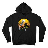 Funny Skeleton Playing Guitar Pumpkin Happy Halloween Vibes Tall Hoodie