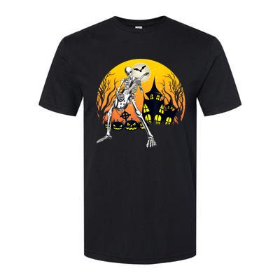 Funny Skeleton Playing Guitar Pumpkin Happy Halloween Vibes Softstyle® CVC T-Shirt