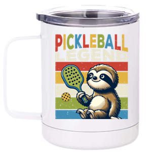 Funny Sloth Pickleball Legend Pickleball Gift 12 oz Stainless Steel Tumbler Cup