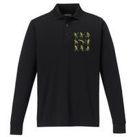 funny St Patricks Day Leprechaun Football Player Clover Performance Long Sleeve Polo