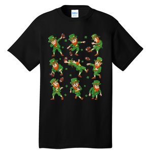 funny St Patricks Day Leprechaun Football Player Clover Tall T-Shirt