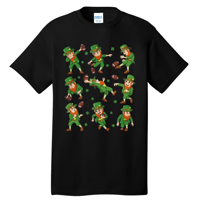 funny St Patricks Day Leprechaun Football Player Clover Tall T-Shirt