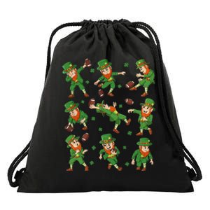 funny St Patricks Day Leprechaun Football Player Clover Drawstring Bag