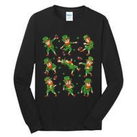 funny St Patricks Day Leprechaun Football Player Clover Tall Long Sleeve T-Shirt