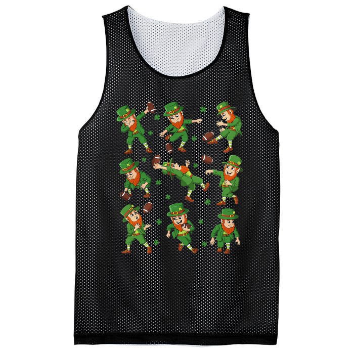 funny St Patricks Day Leprechaun Football Player Clover Mesh Reversible Basketball Jersey Tank