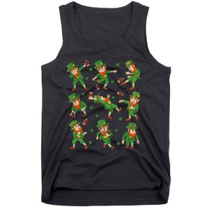 funny St Patricks Day Leprechaun Football Player Clover Tank Top