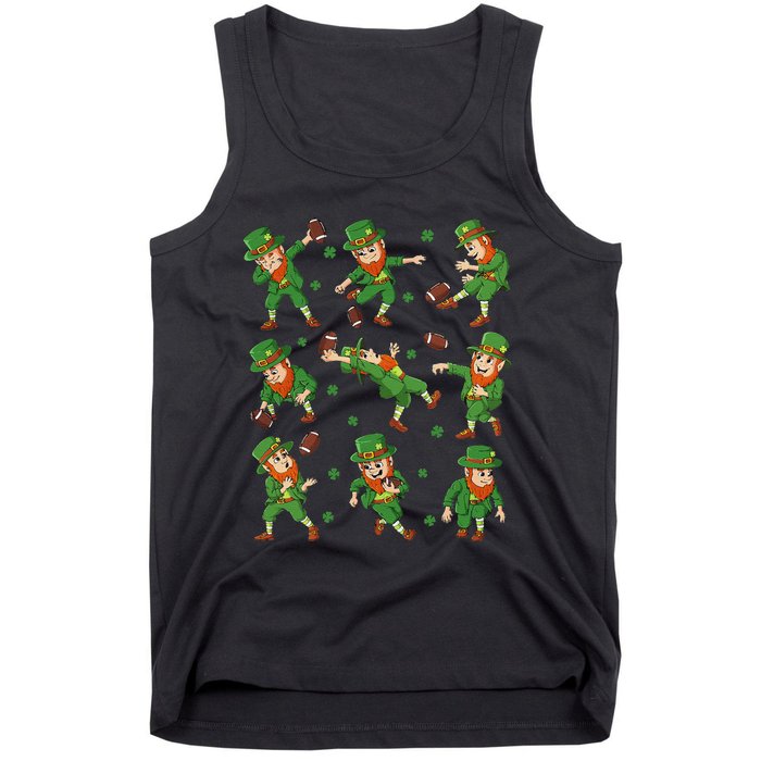 funny St Patricks Day Leprechaun Football Player Clover Tank Top