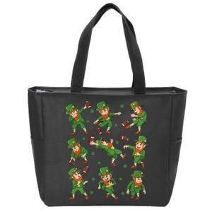 funny St Patricks Day Leprechaun Football Player Clover Zip Tote Bag