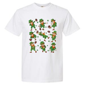 funny St Patricks Day Leprechaun Football Player Clover Garment-Dyed Heavyweight T-Shirt