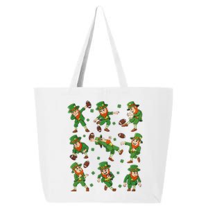 funny St Patricks Day Leprechaun Football Player Clover 25L Jumbo Tote