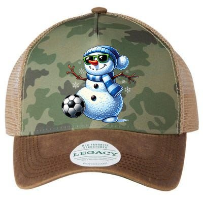 Funny Snowman Playing Soccer Lovers Teen Christmas Legacy Tie Dye Trucker Hat