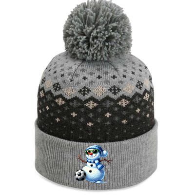 Funny Snowman Playing Soccer Lovers Teen Christmas The Baniff Cuffed Pom Beanie