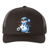 Funny Snowman Playing Soccer Lovers Teen Christmas Yupoong Adult 5-Panel Trucker Hat