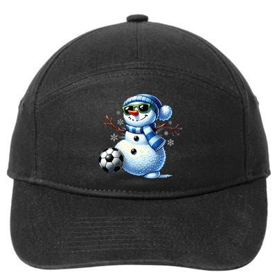 Funny Snowman Playing Soccer Lovers Teen Christmas 7-Panel Snapback Hat