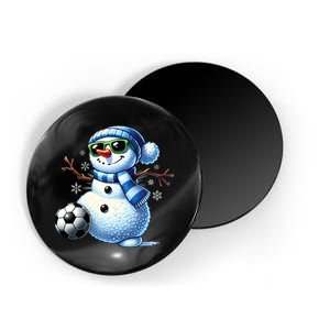 Funny Snowman Playing Soccer Lovers Teen Christmas Magnet