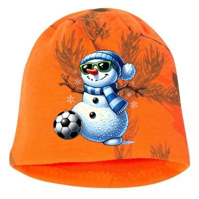 Funny Snowman Playing Soccer Lovers Teen Christmas Kati - Camo Knit Beanie