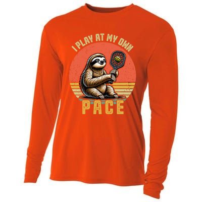 Funny Sloth Pickleball Player And Paddleball Gift Cooling Performance Long Sleeve Crew