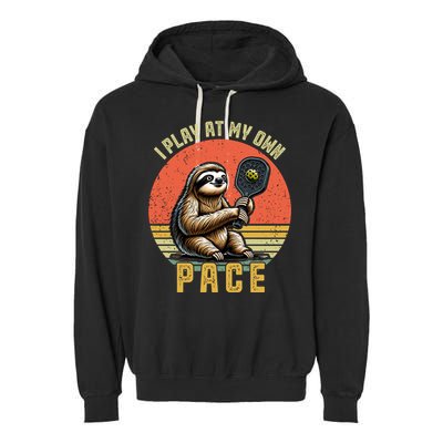 Funny Sloth Pickleball Player And Paddleball Gift Garment-Dyed Fleece Hoodie