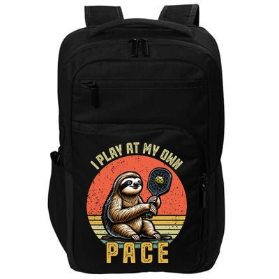Funny Sloth Pickleball Player And Paddleball Gift Impact Tech Backpack