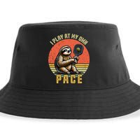 Funny Sloth Pickleball Player And Paddleball Gift Sustainable Bucket Hat