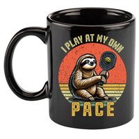Funny Sloth Pickleball Player And Paddleball Gift 11oz C Handle Ceramic Mug