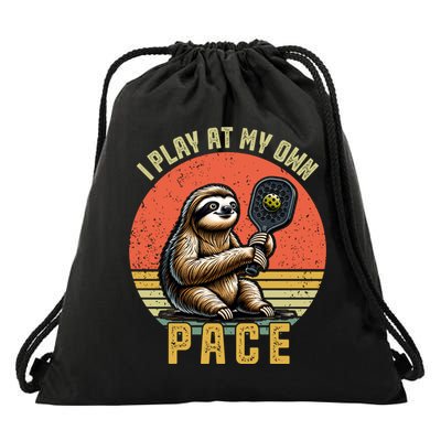 Funny Sloth Pickleball Player And Paddleball Gift Drawstring Bag