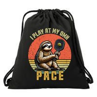 Funny Sloth Pickleball Player And Paddleball Gift Drawstring Bag