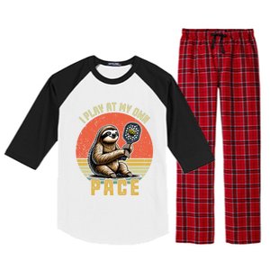 Funny Sloth Pickleball Player And Paddleball Gift Raglan Sleeve Pajama Set