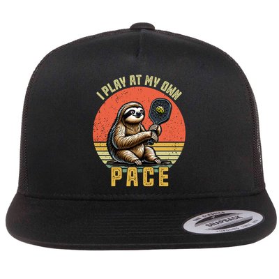 Funny Sloth Pickleball Player And Paddleball Gift Flatbill Hat